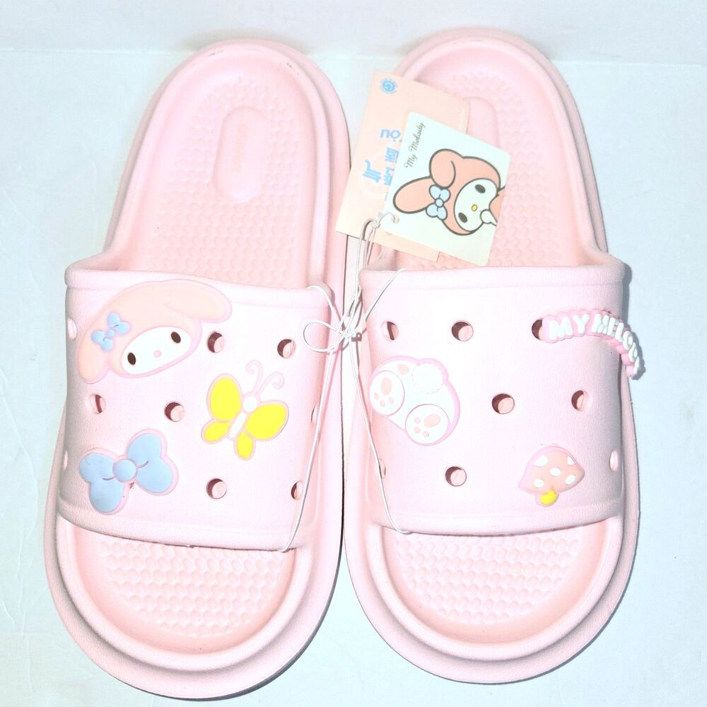 SANRIO MY MELODY Slippers Licensed Quilted Slides Pink Women Shoes 8.5 NEW NWT